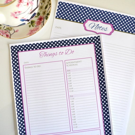 Daily Planner Preppy Life Planner Pink and Navy by JessAmyFlo