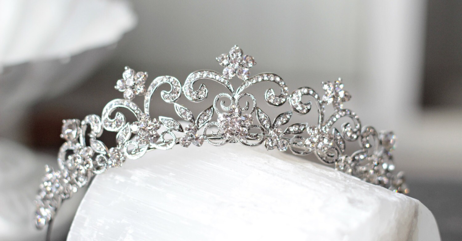 Victorian Scroll Crystal Bridal Tiara EDITH Swarovski Crystal