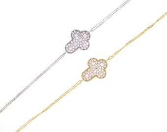 Pave Sideway Cross Bracelet