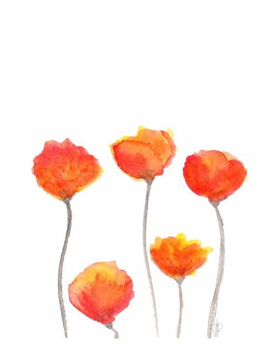 Tulip Print Watercolor Flowers 8x10 Art by OutsideInArtStudio