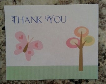 Printable Butterfly Thank you Cards