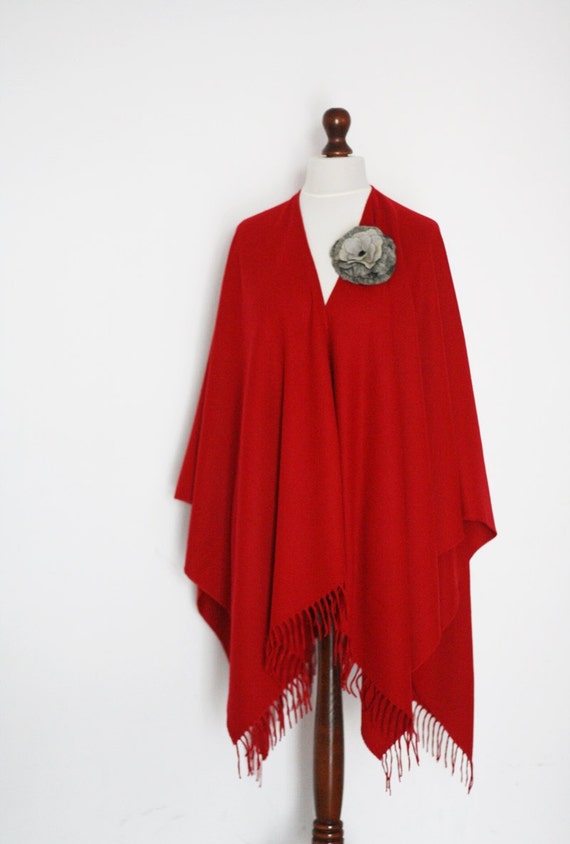 Women poncho red poncho women cape cape coat red scarf