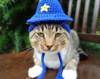 Wizard Cat Hat, Wizard Cat Costume, Wizard Hat for Cats, Costume for Cats, Hats for Cats, Halloween Cat Costume, Cat Hats