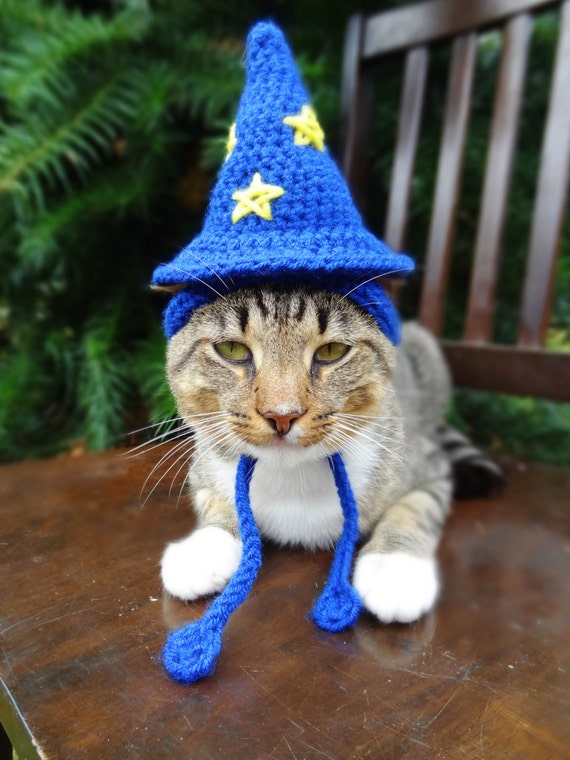 Wizard Cat Hat, Wizard Cat Costume, Wizard Hat for Cats,  Costume for Cats, Hats for Cats, Halloween Cat Costume, Cat Hats