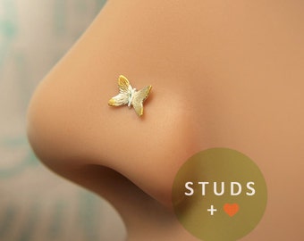 NOSE STUD / French butterfly/ Sterling Silver/ Piercing/ Tragus Ear/ Cartilage Earrings/ Nose ring/ Hoop nose/ Helix Earrings