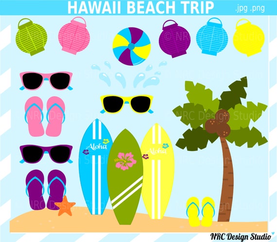 FINAL SALEHawaii Clip Art Hawaiian Beach Trip by NRCDesignStudio