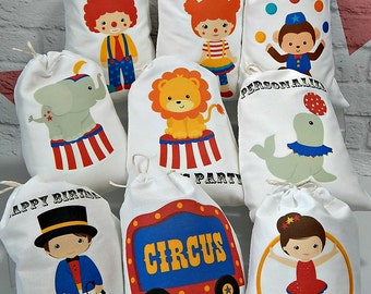 Birthday Party Favor Bags Circus friends Great for Treat or Gift Bags Personalized 5" X 7" or 6" X 8" Qty 9