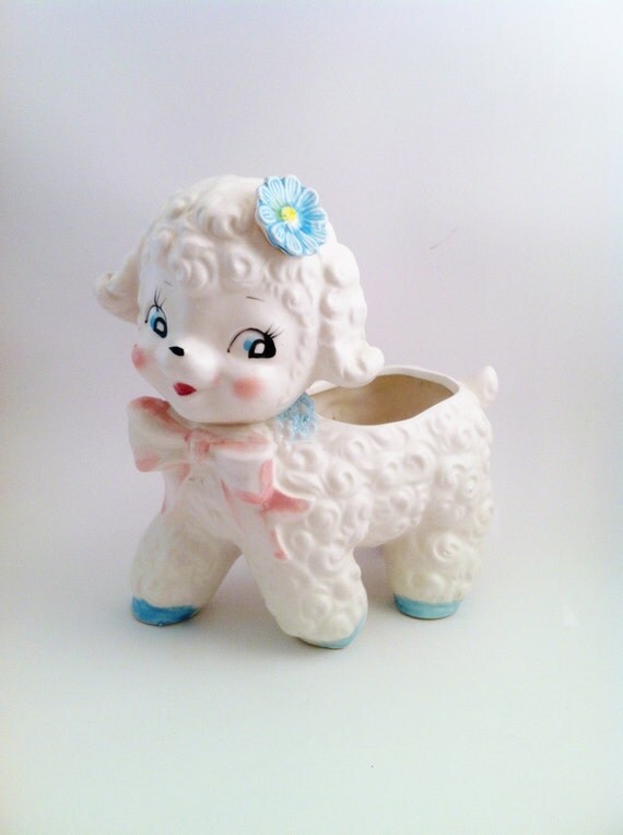 Jaunty Vintage Lamb Planter Napco Baby Planter Baby by Comforte