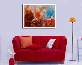 Items similar to LARGE Abstract Love red umbrella watercolor painting ...