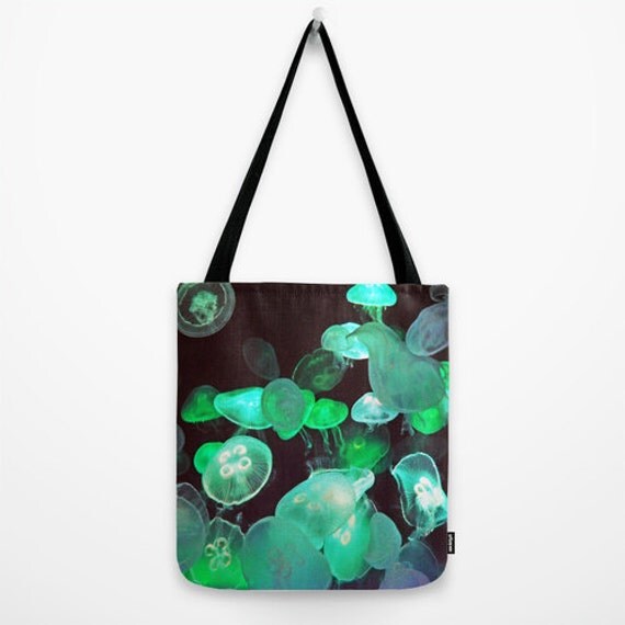 Tote Bag, Green Moon Jellyfish Beach Surf Towel Tote Bag, Nautical ...