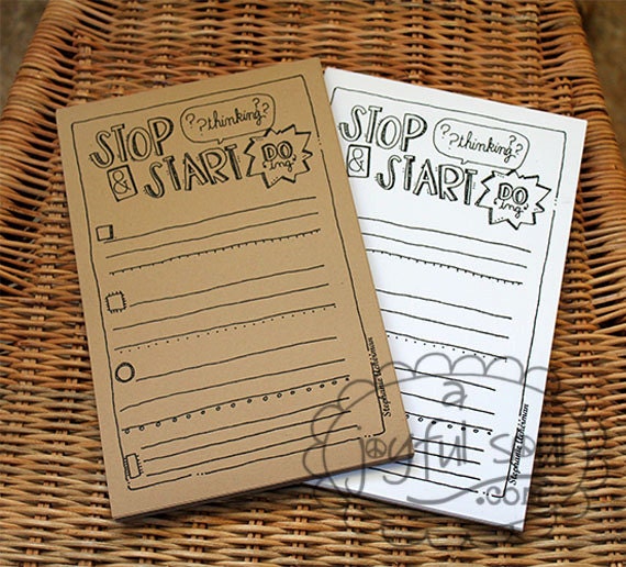 STOP AND START To-Do List Notepad, Hand-drawn Art, Stationary, Note Paper, Stephanie Ackerman Design, Notes, Inspirational, Spiritual