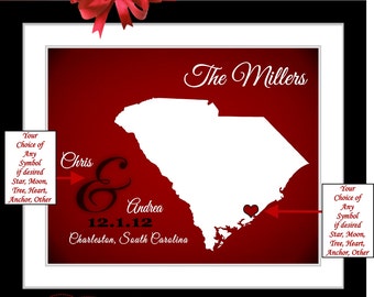 ... Gift Myrtle Beach SC Custom South Carolina Charleston Sc Wedding Print