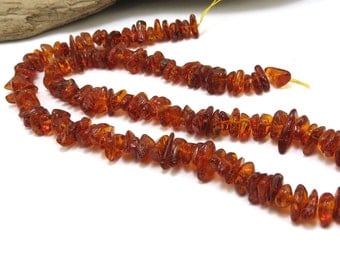 Dark Amber Chips, 16 inch Strand, Amber Gemstone Chip Strand, Beading Supplies, Item 173gss