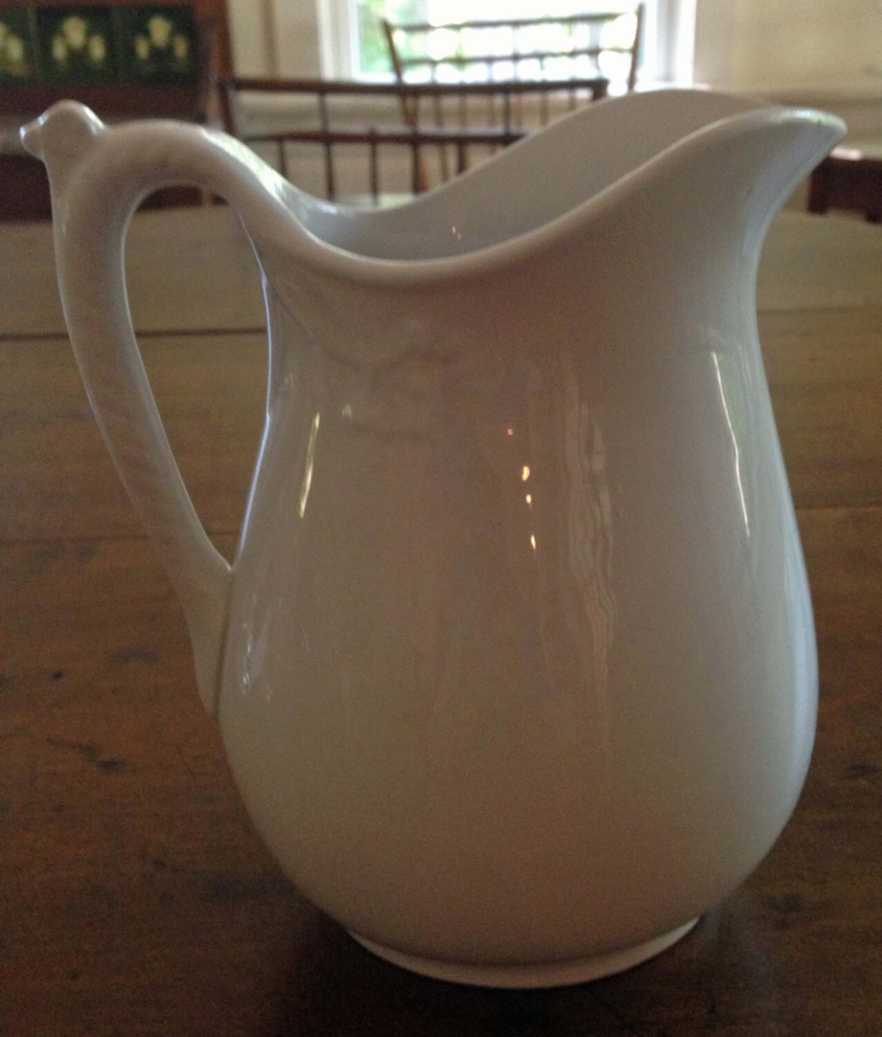 Early English White Ironstone Pitcher by 4HollyLaneAntiques