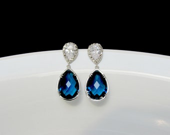 blue bridal earrings , sapphire drop earrings , blue stone earrings , sapphire wedding earrings , bridesmaids earrings ,montana blue earring