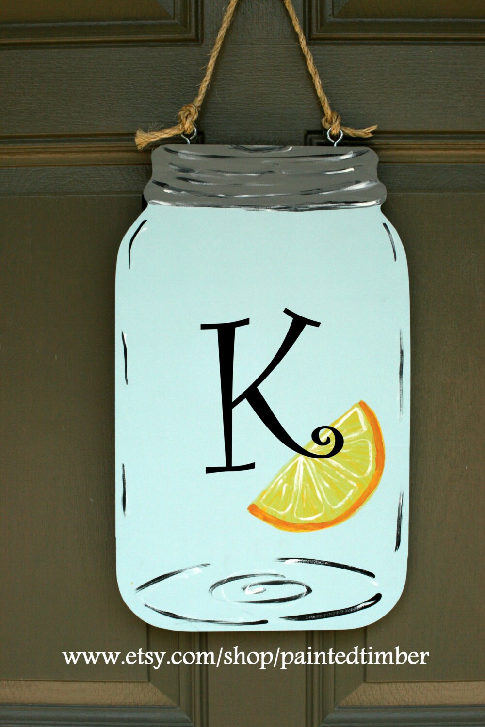 Items similar to Summer mason jar door hanger, personalized on Etsy