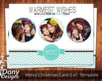 Christmas Card Template, Happy New Year Card, Holiday Card Photocard Photoshop Template Instant Download - BUY 1 GET 1 FREE: cardcode-143