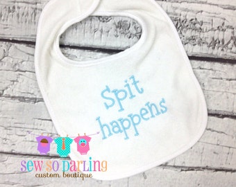 Funny Baby Bib - Spit Happens - Baby Boy - Baby Girl Bib