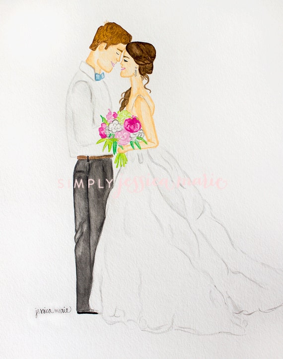 Custom Wedding Illustration Watercolor by SimplyJessicaMarie