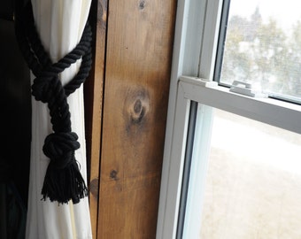 Black Cotton Rope Curtain Tiebacks - Black - Nautical Decor - Nautical Housewarming Gift - (this is for a pair)