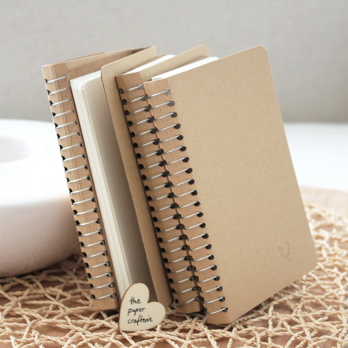 Kraft Notebook Small Blank Spiral Bound by ThePaperCrafterie