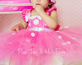 Minnie Mouse Tutu dress- Minnie Mouse tulle dress-Minnie Mouse dress- Minnie Mouse costume-Pink Minnie mouse dress-M