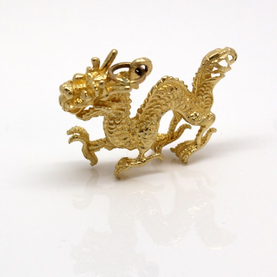 Vintage Chinese 14k Gold Dragon Charm / Pendant by EstateDeals