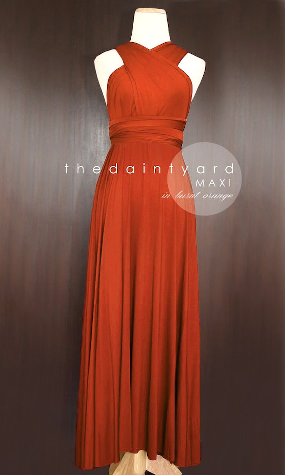 Maxi Burnt Orange Bridesmaid Dress Prom Dress By Thedaintyard