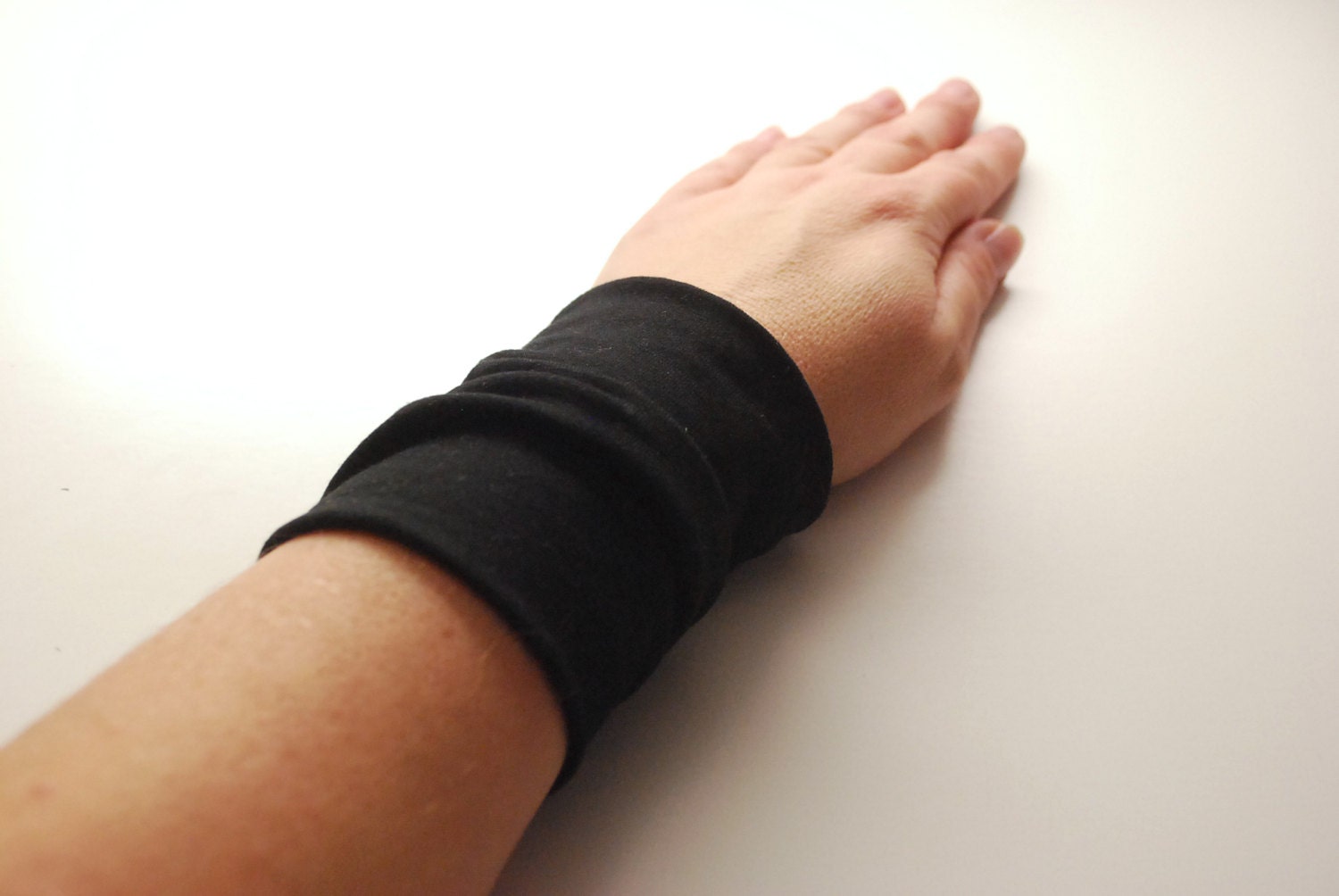 Solid BLACK Stretch Wrist Cuff Black Jersey Wrist Bracelet