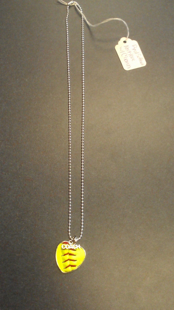 Real Softball Heart Coaches Necklace