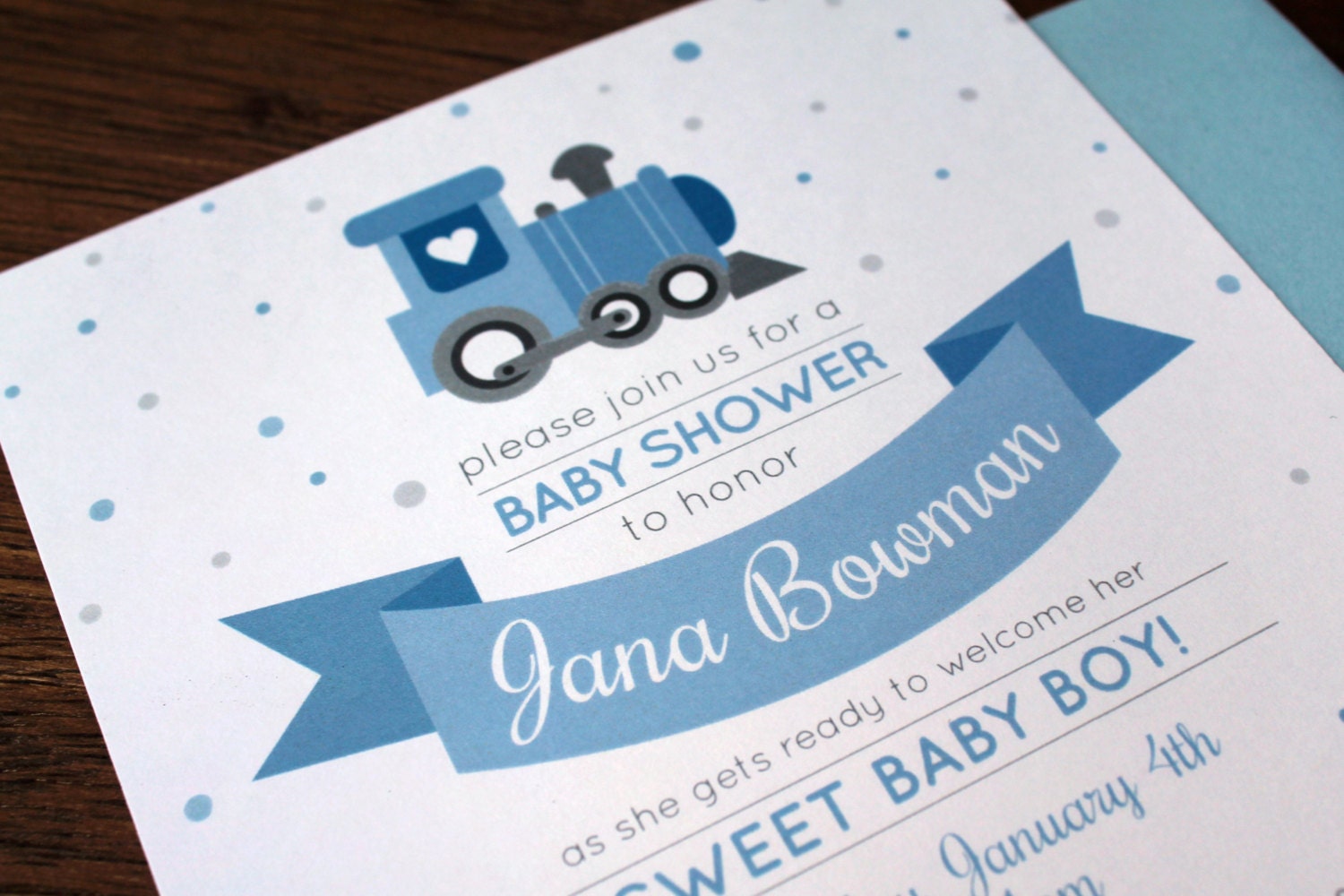 Train Themed Baby Shower Invitations 1
