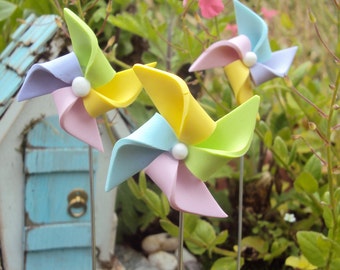 3 Miniature Pinwheel for Fairy Garden Polymer
