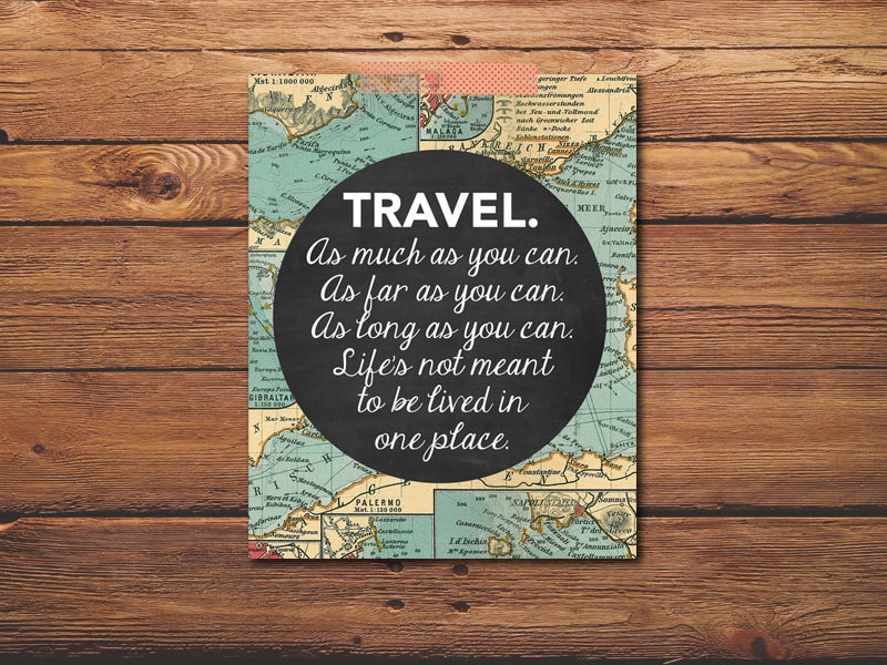 PRINTABLE Travel Print Travel Quote Travel Art by PuffPaperCo