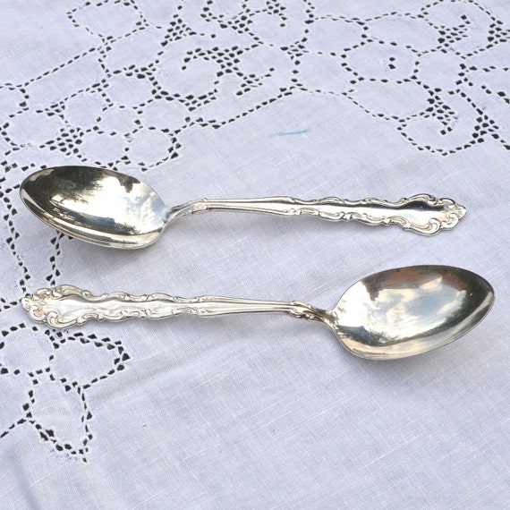 Pair Silver Plated Serving Spoons Oneida Community Plate