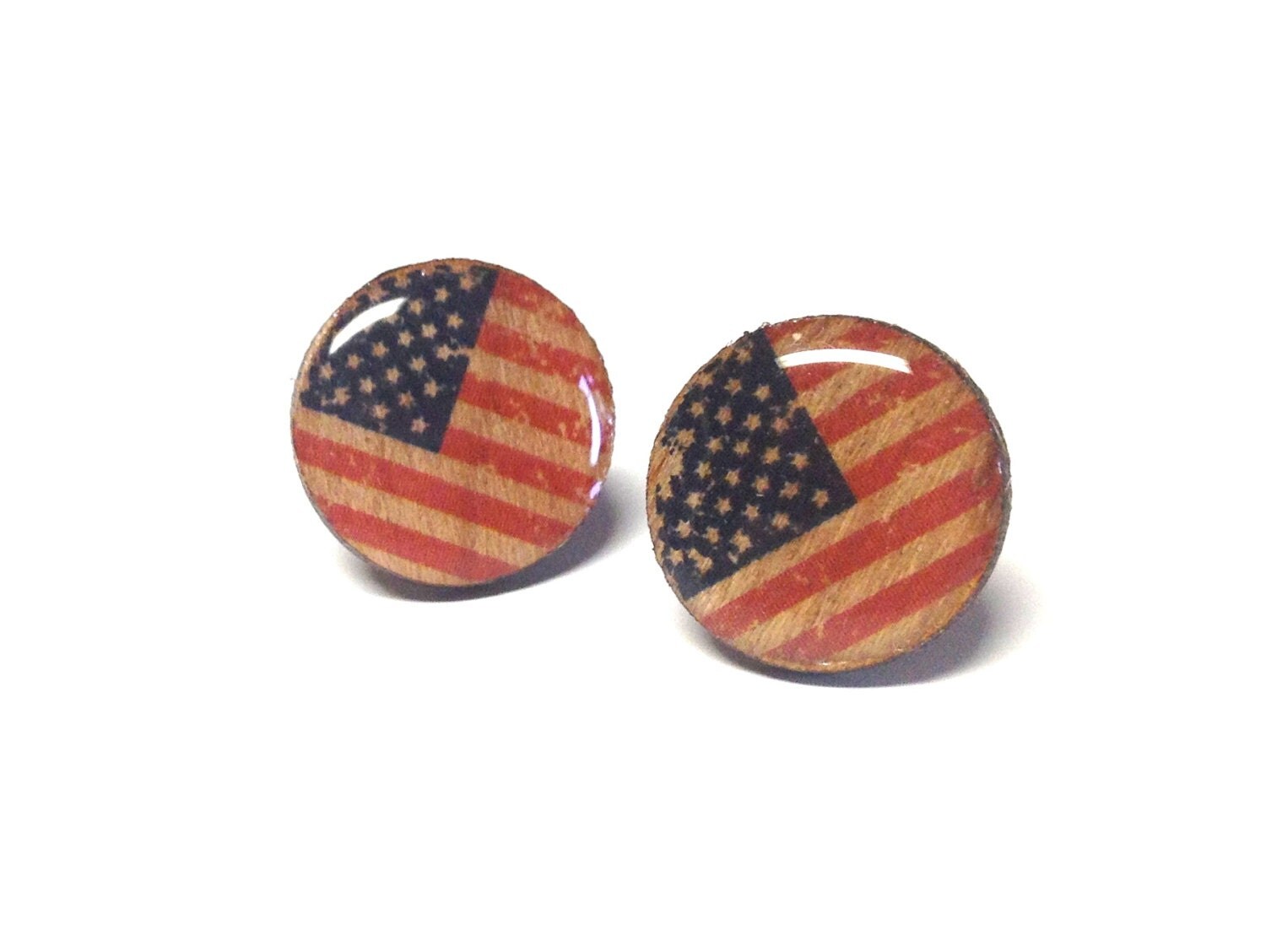 USA Flag wood earrings Patriotic earrings Wood Earrings