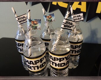 star wars party supplies water bottle labels napkin labels mini drink flags - Star Wars Party Decorations star wars party supplies water bottle labels napkin labels mini drink flags - Star Wars Party Decorations