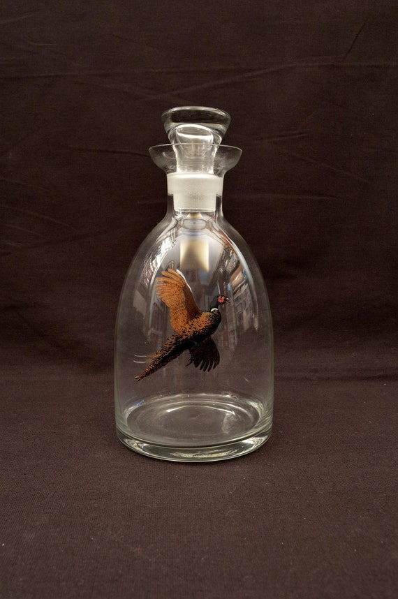 Pheasant Game Bird Glass Liquor Decanter by BarwareBreweriana
