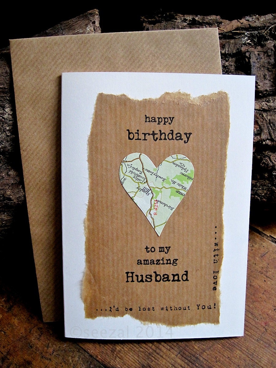 Birthday Card Husband Wife With Vintage Map Personalised Dad