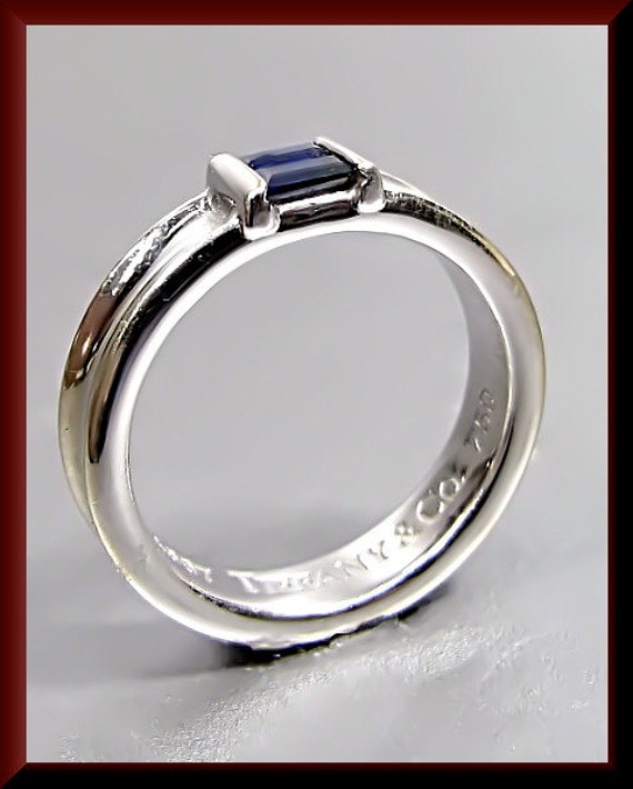 Vintage Tiffany and Company 18k White Gold Sapphire Band