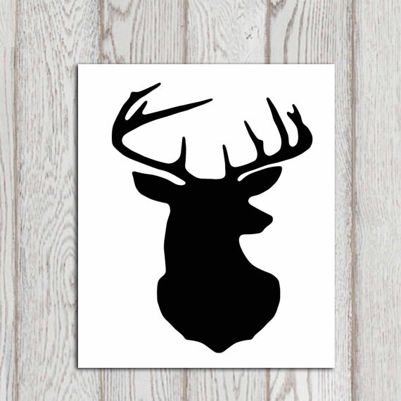 Deer head print Black deer wall art printable Black by DorindaArt