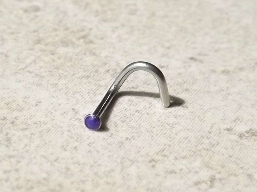 Vibrant Purple Fish Hook 20 ga Nose Ring Stud Body Jewely