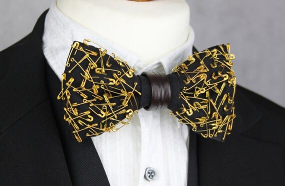 Gold Safety Pin Bow tie
