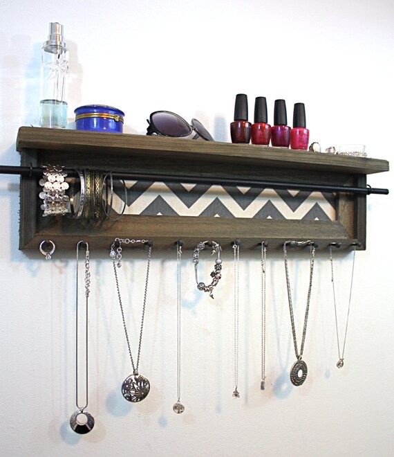 Jewelry Organizer Shelf 24 x 6 1/2 Rustic Barnwood by HudsonLace