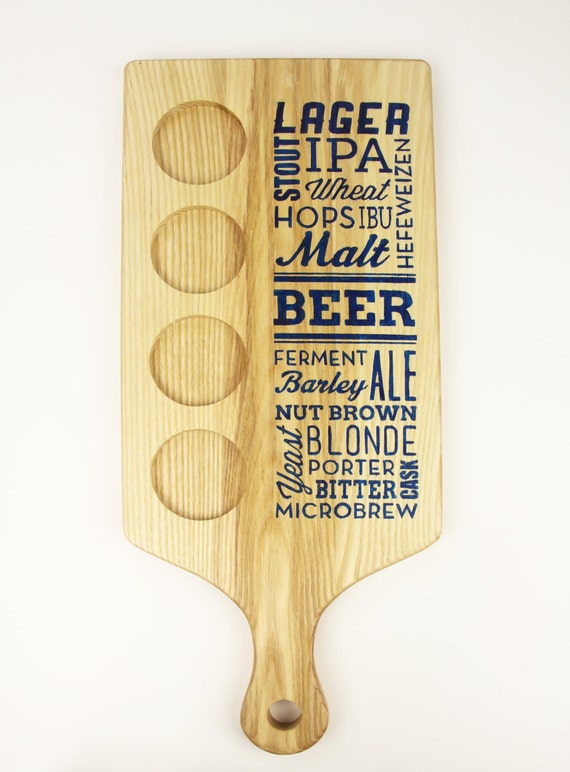Beer Typography Beer Flight Paddle with by GrainCustomWoodworks