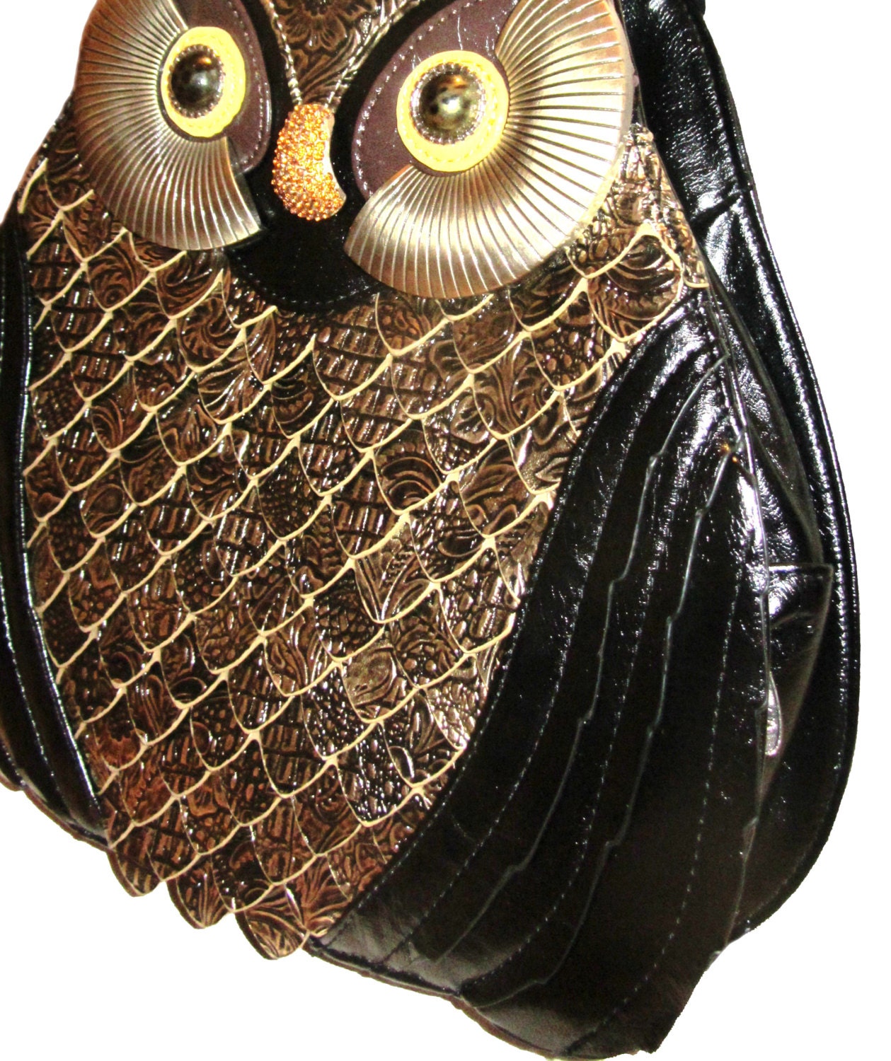 Black Purse Large Black Leather Owl Bags And by AnipalsAndMore