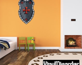 Sheild Wall Decal - Wall Fabric - Vinyl Decal - Removable and Reusable - ShieldUScolor008ET