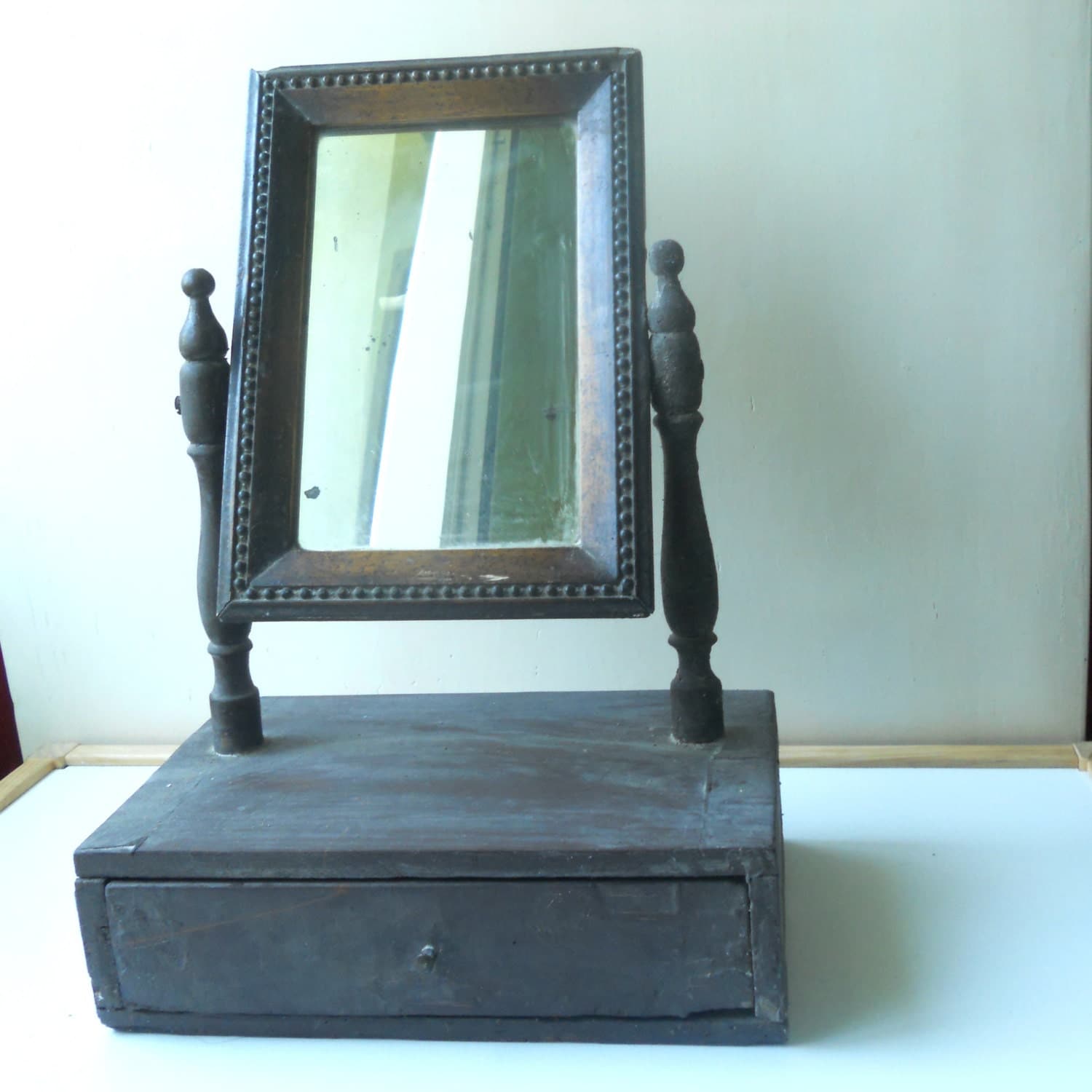 Antique Wooden shaving mirror with grandpa’s shaving mirror