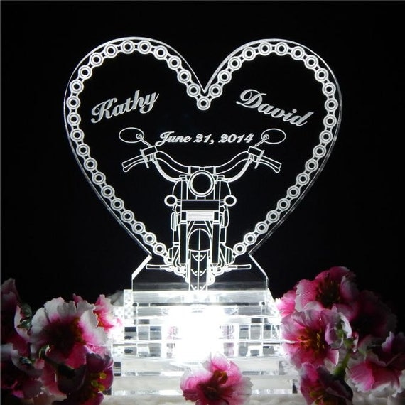 Motorcycle Chain Lighted Wedding Cake Topper Acrylice Cake top Motorcycle Chain Lighted Wedding Cake Topper Acrylice Cake top