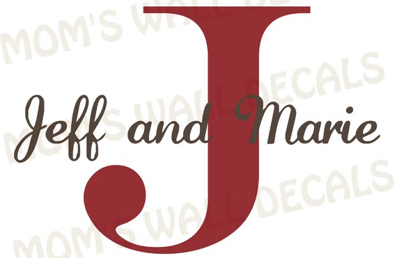 Monogram Wall Decal Husband and Wife Names by MomsWallDecal