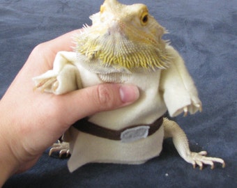 Young Luke Skywalker Costume for Bearded Dragons with Plastic Lightsaber! One size fits most.